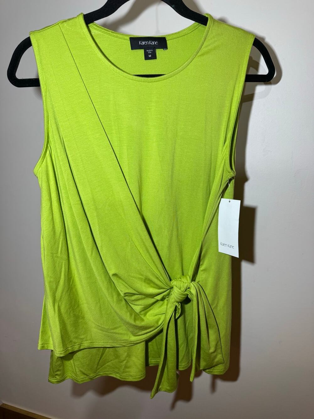 NWT Karen Kane Side Drape Tank Top in Kiwi/Lime Green
